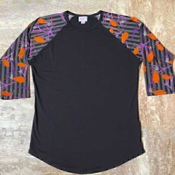 Lularoe woman’s black three-quarter sleeve Halloween themed top. Size M. - Picture 1 of 6